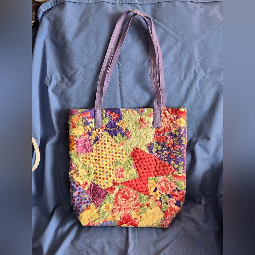 Homemade Quilt Purse Handbag with Shoulder Strap.